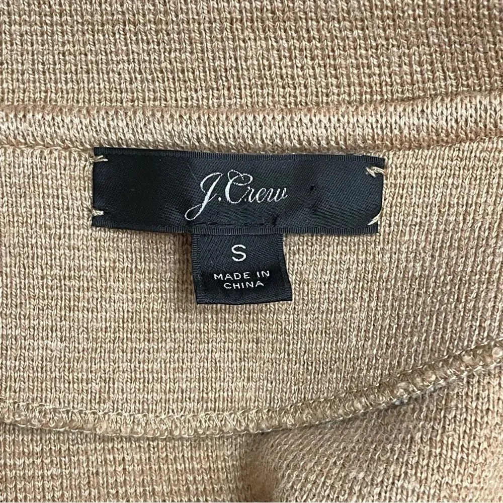 J. Crew Sophie Sweater Blazer Size Small Camel Tan Merino Wool Open Front Jacket